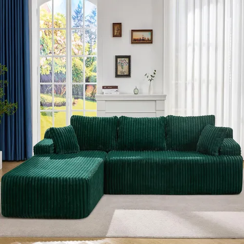 Miniatura 27 de Hobestluk Sofá modular modular sin hueso, sofá en forma de L, sofá modular de 3 asientos, sofá modular de espuma viscoelástica para muebles de sala
