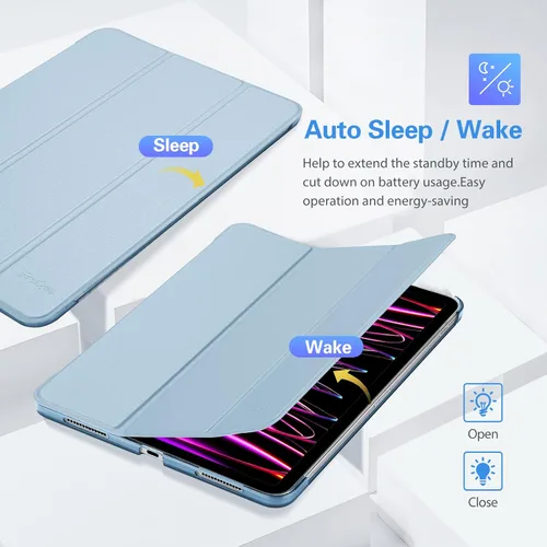 Miniatura 7 de ProCase Funda inteligente para iPad Pro de 12.9 2022/2021/2020/2018, carcasa rígida con soporte delgado para iPad Pro de 12.9 pulgadas, 6ª Celeste