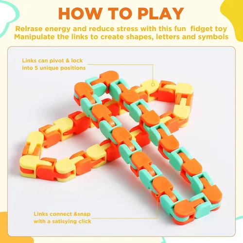 Miniatura 4 de Sotiff 60 Piezas Juguete Fidget Pista Loca Juguetes Fidget Wacky Tracks Serpiente Colorida Juguetes Regalos para Niños Adultos Autismo Alivio