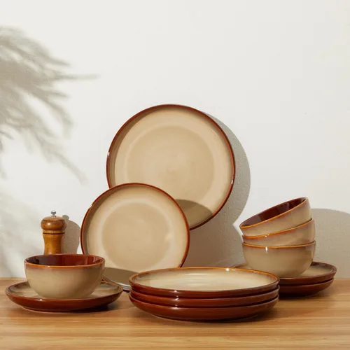 Miniatura 7 de Pokini Juego de vajilla de cerámica, platos y cuencos de cerámica, aptos para microondas y lavavajillas, platos modernos para ensalada, cuencos