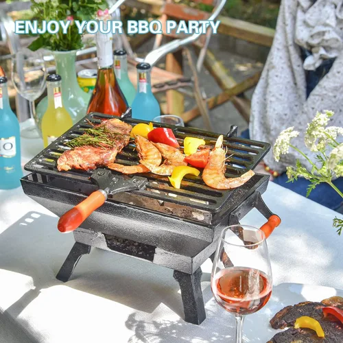 Miniatura 7 de Sungmor - Prensa de parrilla de hierro fundido resistente, 22.1 cm x 10.9 cm, prensa de hamburguesa rectangular, aplastador de tocino con mango