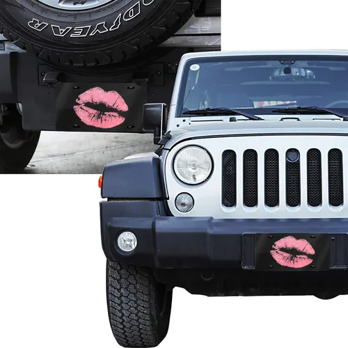 Miniatura 7 de Vintage Kiss - Placa de matrícula de aluminio con diseño de labios rosados, cubierta de metal para placa frontal de automóvil, accesorio