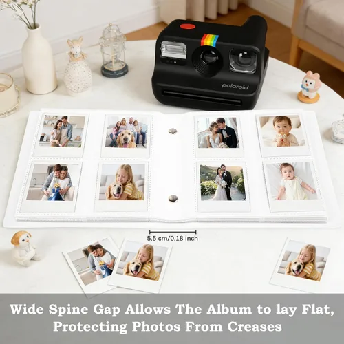 Miniatura 7 de Álbum de fotos de 256 bolsillos para cámara Polaroid Go Everything Box y película instantánea, álbum de fotos Polaroid Go (blanco)