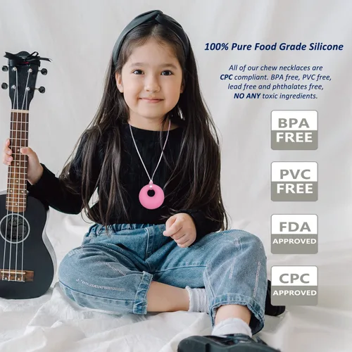 Miniatura 4 de Collar masticable para niños y niñas, collar masticable, juguetes sensoriales para masticar para adultos con autismo, TDAH y ansiedad, collares