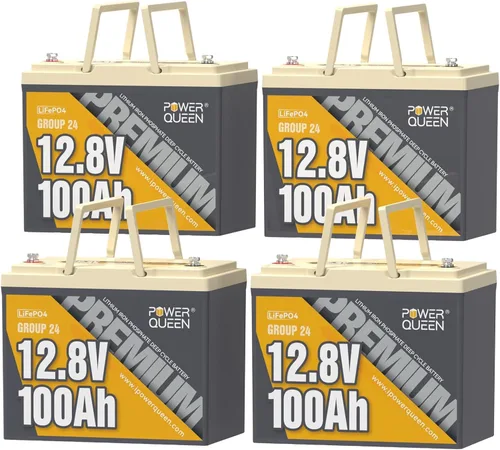 Miniatura 13 de Power Queen Paquete de 2 baterías LiFePO4 de 12 V 100 Ah, BMS integrado de 100 A, batería de litio de 2560 Wh, hasta 15000 ciclos, soporte