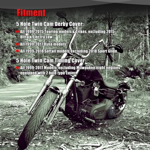 Miniatura 8 de Goldfire Cubierta de temporizador Derby de 5 agujeros y cubiertas de puntos para Harley 1999-2014 Big Twin Cam Touring Road King Electra Glide FLHR