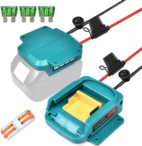 QSDXNYDC Adaptador de batería de rueda eléctrica para Makita 18V LXT batería con fusible e interruptor conector 14 AWG para BL1850B, BL1860B, Azul