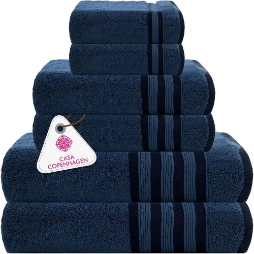Miniatura 101 de CASA COPENHAGEN Solitaire Juego de 6 toallas - Negro, 600 GSM 2 toallas de baño 2 toallas de mano 2 toallitas, diseñadas en Dinamarca, hechas
