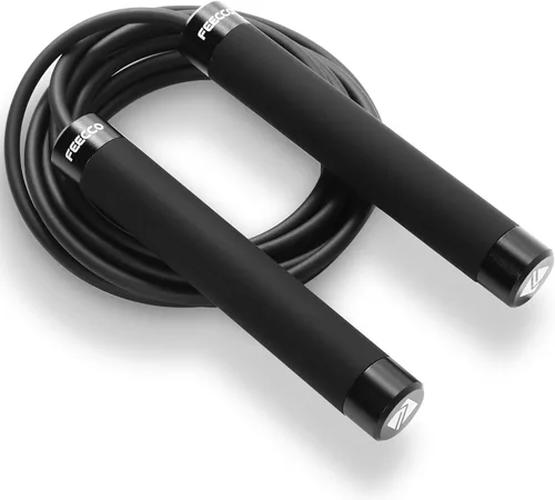 Miniatura 7 de FEECCO - Cuerda de saltar con peso de 1/2 libra para boxeo, cardio, entrenamiento de crossfit, rango de 8 a 11 pies, cuerda de acero de longitud