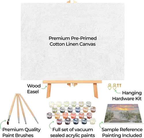 Miniatura 2 de Ledgebay Kit de pintura por números DIY para adultos en lienzo enmarcado: Kit de pintura por números para principiantes a avanzados, los kits Paseo