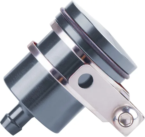 Miniatura 7 de Depósito de aceite universal de aluminio para motocicleta, depósito de líquido de freno, apto para Yamaha, Kawasaki, Honda, Suzuki, BMW y más (negro)