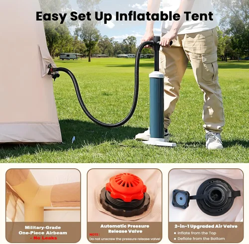 Miniatura 4 de Inflatable Tents for Camping, Blow Up Tent with Hand Pump, Easy Setup Inflatable Hot Tent with Stove Jack, Waterproof Oxford Air Glamping Tents for