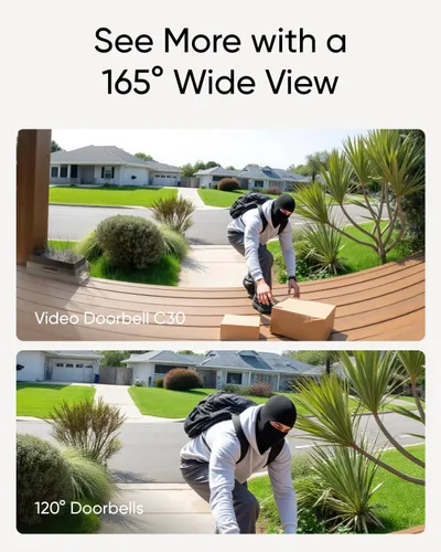 Miniatura 4 de eufy Security Cámara de Timbre de Video C30, Alimentada por Batería, 2K FHD, Vista Ultra Amplia de 165°, Instalación Fácil, Videollamada en Vivo
