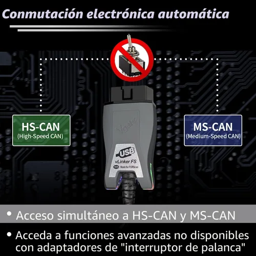 Miniatura 2 de Vgate vLinker FS OBD2 - Adaptador USB para interruptor automático FORScan HS/MS-CAN