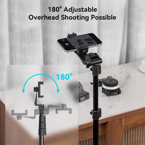Miniatura 5 de SmallRig Trípode de teléfono con control remoto, trípode de 67 pulgadas para cámara plegable inversa, soporte de trípode universal para soporte
