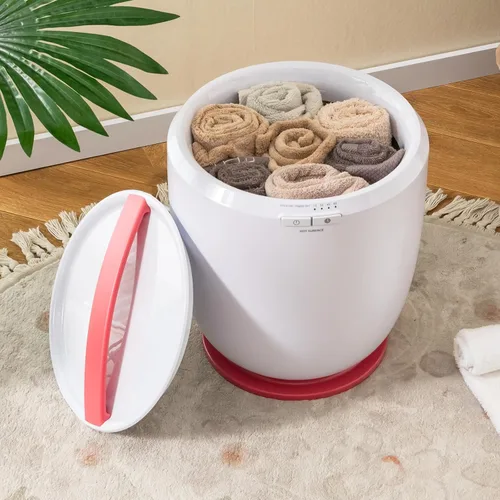 Miniatura 7 de Tangkula Cubo calentador de toallas, calentador de toallas de encimera para baño con soporte de aromaterapia, apagado automático y temporizador