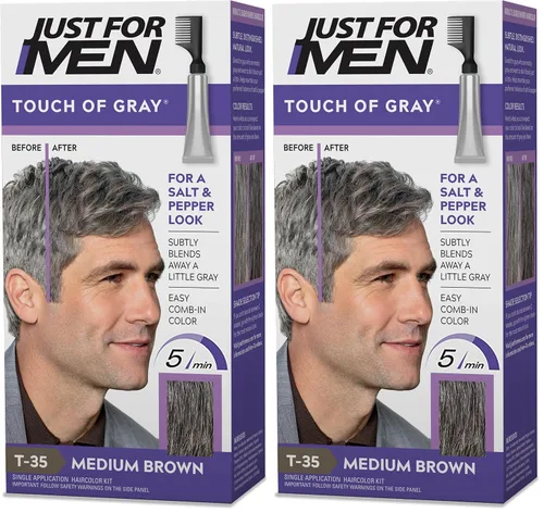 Miniatura 10 de Just For Men Touch of Gray, Kit de tinte de cabello para hombre con aplicador de peine para una fácil aplicación, ideal para un aspecto de sal