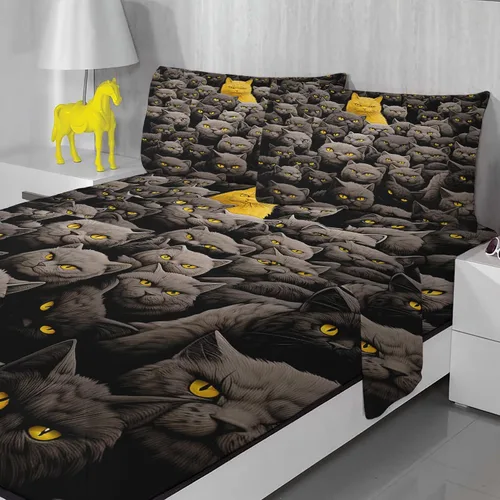 Miniatura 2 de Sábanas de gato tamaño individual – Sábanas y fundas de almohada de animales – 100% microfibra, estampado de alta cantidad de hilos, sábana