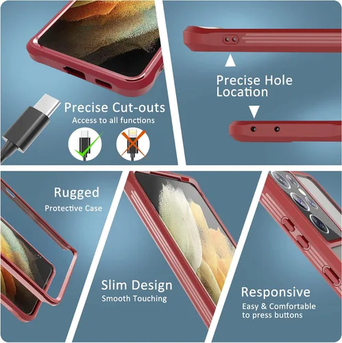 Miniatura 5 de ExoGuard Funda para Samsung Galaxy S21 5G con protector de pantalla, doble capa de protección de cuerpo completo Funda transparente para Samsung S21