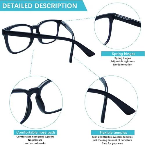 Miniatura 3 de Paquete de 5 lentes de lectura con bloqueo de luz azul, lectores de bisagra de resorte para mujeres y hombres, anteojos nerd con filtro anti rayos