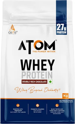 Asitis Nutrition AS-IT-is Atom Whey Protein with Digestive Enzimas | Certificado US Labdoor para precisión y pureza | 0.95 oz de proteína | 0.27 oz