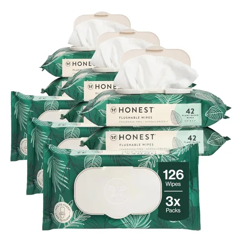 Miniatura 17 de The Honest Company Toallitas hipoalergénicas desechables para pieles sensibles, hojas tropicales, 126