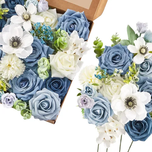 Miniatura 30 de Serwalin Flores artificiales, flores rosadas, flores de seda falsas, flores de pastel de boda, flores para ramos de boda, centros de mesa, Un rosa