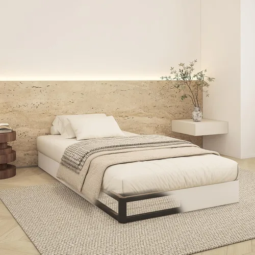 Miniatura 7 de Base de cama tamaño Queen de 7 pulgadas de alto, base de colchón de metal resistente de 3000 libras con funda de tela, fácil montaje, silenciosa