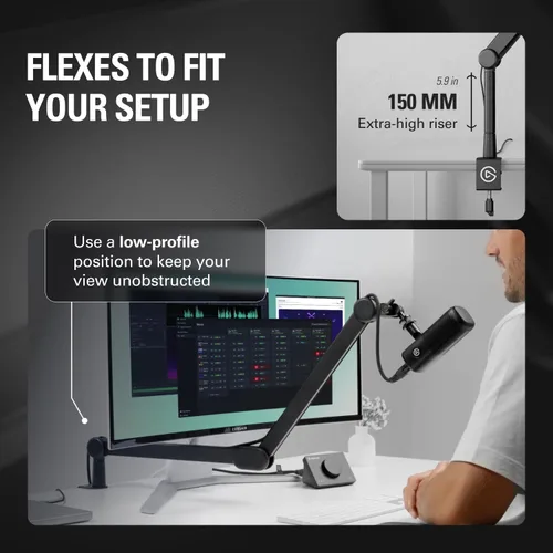 Miniatura 5 de Brazo Micrófono Elgato Wave – Brazo de Pluma de Estudio para Transmisión y Podcasting, con Canales para Cables, Abrazadera de Escritorio, Extensión