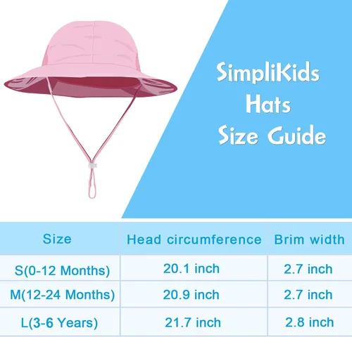 Miniatura 7 de SimpliKids Sombrero de sol para niños pequeños 50+ UPF de ala ancha con protección solar