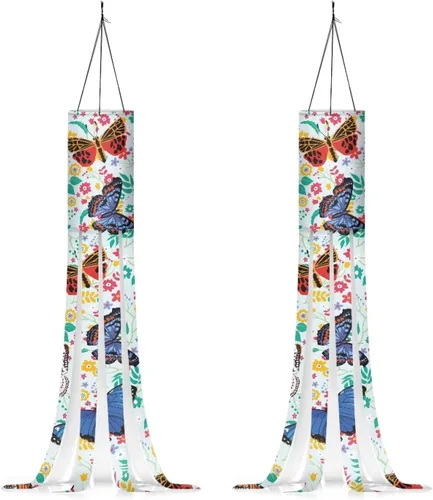 Miniatura 27 de Windsock - Calcetín de viento reutilizable suave de Navidad para colgar al aire libre para jardín, árbol, fiesta, decoración de bandera, calcetines