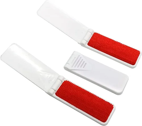 GARASANI Paquete de 3 cepillos de plástico portátiles y plegables para ropa, removedor de pelo de mascotas, manual para sofá, cama, limpieza en