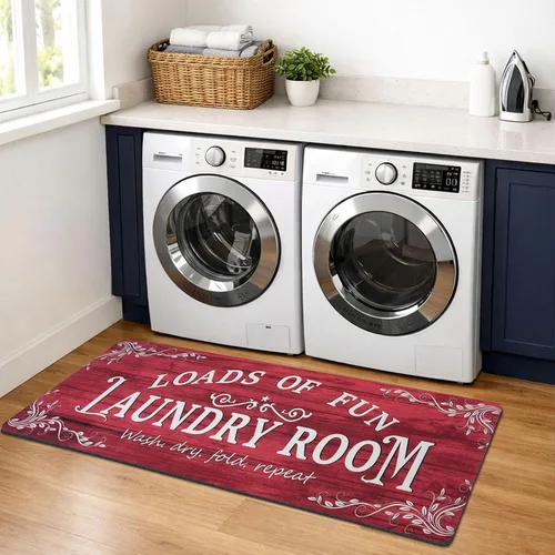 Miniatura 31 de Lansny Alfombra de lavandería de 20 x 60 pulgadas, antideslizante, impermeable, para decoración de cuarto de servicio, lavable, alfombra de Gris