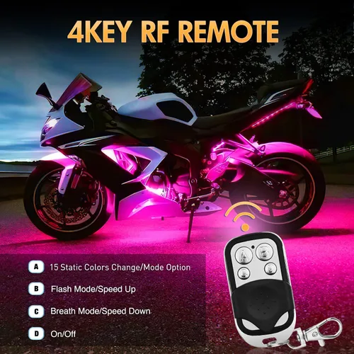 Miniatura 4 de Nilight Juego de 8 tiras de luces LED RGB para motocicleta, luces de atmósfera impermeables de neón multicolor con control remoto inteligente