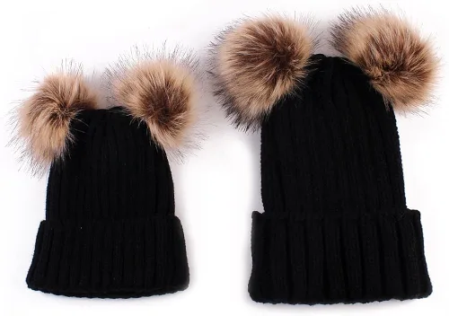 oenbopo 2PCS Parent-Child Hat Winter Warmer Baby HatWomen Hat Mother Baby Knit Hat Beanie Winter Warm Crochet Cap