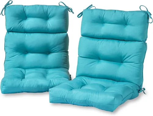 Miniatura 77 de Cojines para silla de respaldo alto para exteriores, diseño de asiento y respaldo con bisagras de una pieza, reversibles con 4 lazos, tela