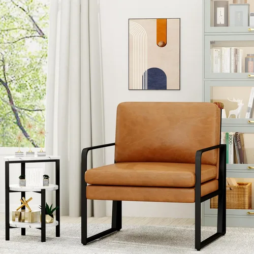 Miniatura 9 de ALISH Sillas de acento, sillón tapizado, sillas modernas de sala de estar, sillón de lino con brazos laterales, sillas de lectura con patas de metal