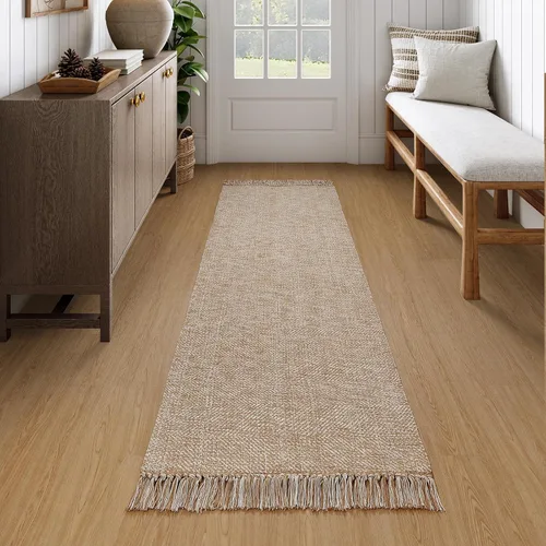 Miniatura 57 de Collive - Tapete de pasillo de cocina, 2 x 4.3 pies, tejido a mano, reversible, lavable, de algodón, color blanco/beige, para baño, pasillo