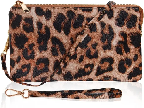 Miniatura 17 de Humble Chic bolsa pequeña de piel vegana, para usar cruzada o cartera con ajuste de pulsera, incluye hombro ajustable y correa para muñeca. Oro