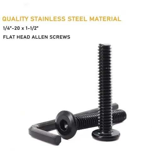Miniatura 3 de 10 Uds. 1/4"-20 x 1-1/2" Remache negro avellanado Tornillos de conexión de acero inoxidable 304