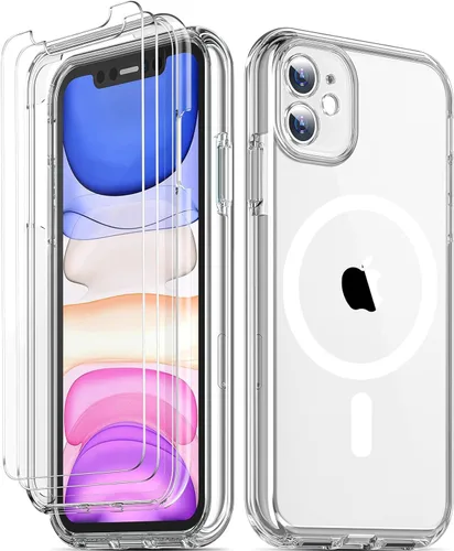 Miniatura 7 de COOLQO Funda magnética para iPhone 11 con protectores de pantalla, compatible con MagSafe, protección contra caídas de grado militar, funda