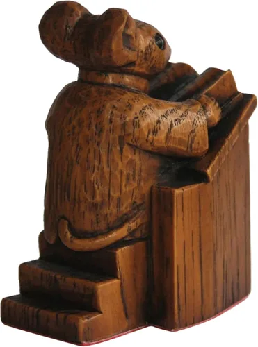 Miniatura 8 de Yuhoo Estatua de ratón de iglesia, ratón de iglesia de madera en el púlpito, figura coleccionable para decoración de escritorio del hogar