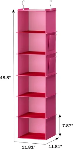 Miniatura 3 de YOUDENOVA - Organizador colgante para clóset, estantes colgantes de almacenamiento para clóset (rosado)