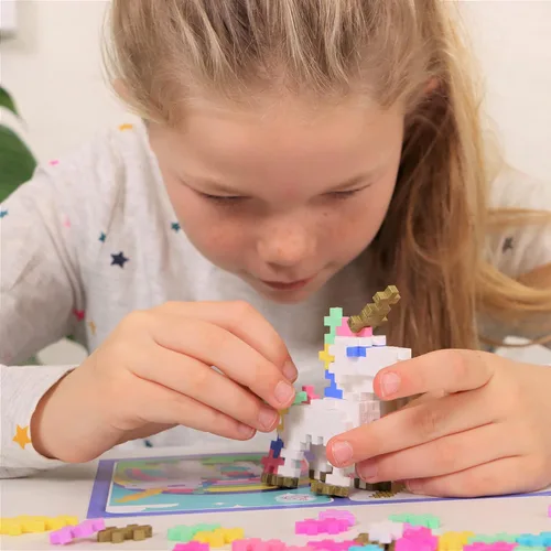 Miniatura 3 de PLUS PLUS Aprende a construir unicornios, 275 piezas, mini bloques de hashtag entrelazados, regalo de cumpleaños de unicornio 3D para niñas y niños
