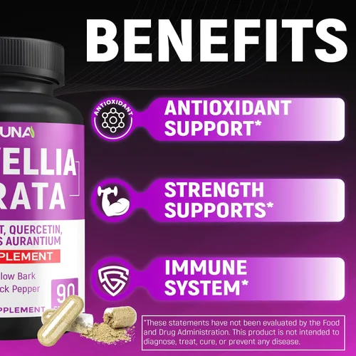 Miniatura 5 de Cápsulas de extracto de Boswellia 8550 mg 90 cápsulas - 3 meses de suministro Boswellia, cúrcuma, quercetina