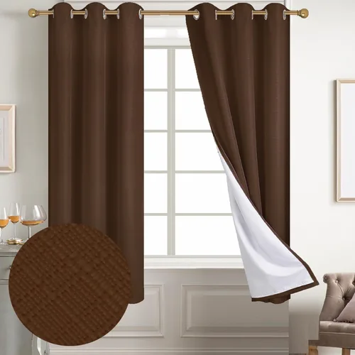 Miniatura 13 de Diraysid Cortinas 100% opacas de lino beige para dormitorio, con ojales, aislamiento térmico, cortinas de oscurecimiento de habitación