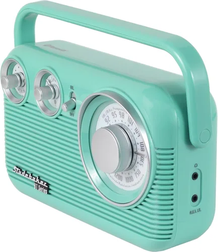 Miniatura 4 de Studebaker SB2003BT Bluetooth Retro Radio AM/FM portátil con CA o operación de batería (verde azulado)