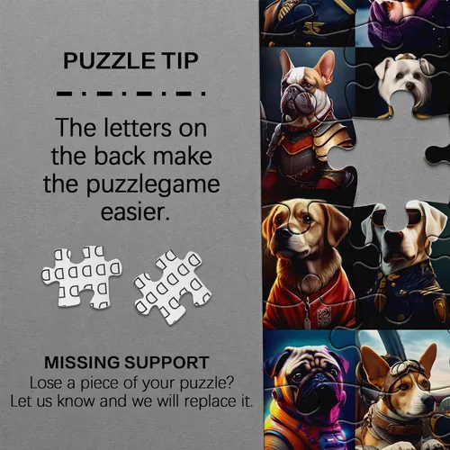Miniatura 7 de Rompecabezas de perro de retrato de 1000 piezas para adultos, rompecabezas de animales para adultos, divertido rompecabezas de bulldog de cachorro