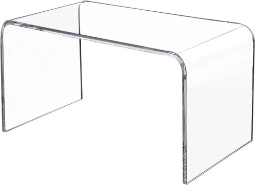 Premium Mesa de Café de Acrílico de 32", Mesa de Café de Lucite Transparente para Sala de Estar, Mesa Central de Plexiglás Rectangular con Cascada,