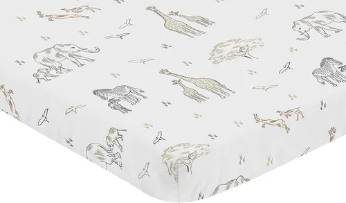 Miniatura 2 de Sweet Jojo Designs Jungle Safari Animales Niño Niña Mini Cuna Sábana Ajustable Bebé Guardería Portátil Cuna Pack Jugar Marrón Taupe Negro y Blanco